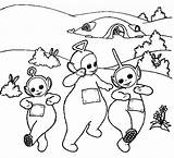 Teletubbies Coloring Pages Skipping Print sketch template