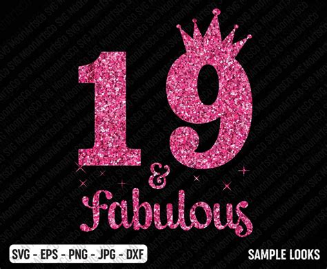 19 and fabulous birthday svg 19th birthday svg 19 years old etsy