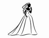 Veil Dress Wedding Coloring Coloringcrew sketch template