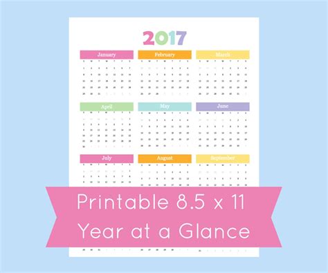 year   glance  calendar  printable  commandcenter