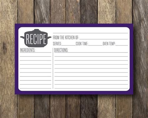 printable  recipe card