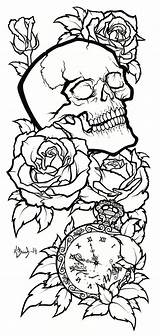 Tattoos Lineart Mort Skulls Sleeve Caveira sketch template