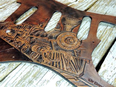 carved leather stratocaster pickguard tooled pickguard bybodzi