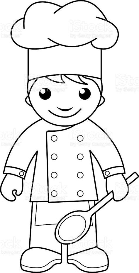 cook coloring page  kids vector id  coloring