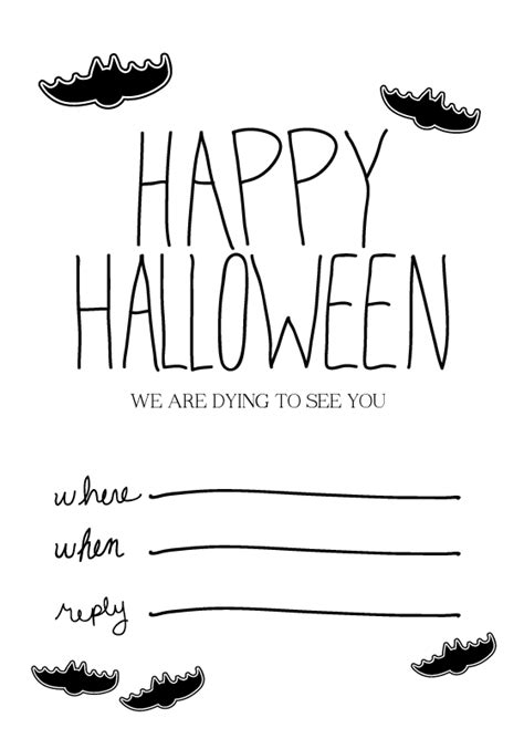black white halloween invitation