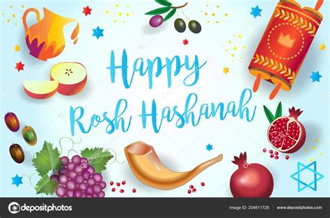 happy rosh hashanah greeting card jewish  year text shana