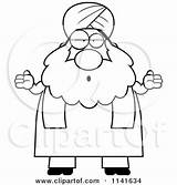 Shrugging Careless Sikh Muslim Clueless Chubby Man Clipart Cartoon Outlined Coloring Vector Thoman Cory sketch template