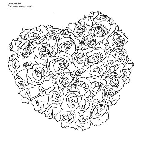 valentine heart  roses coloring page