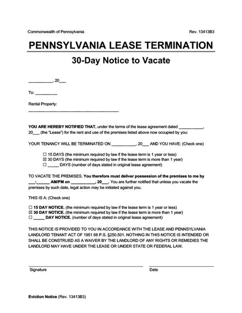 eviction notice template pennsylvania