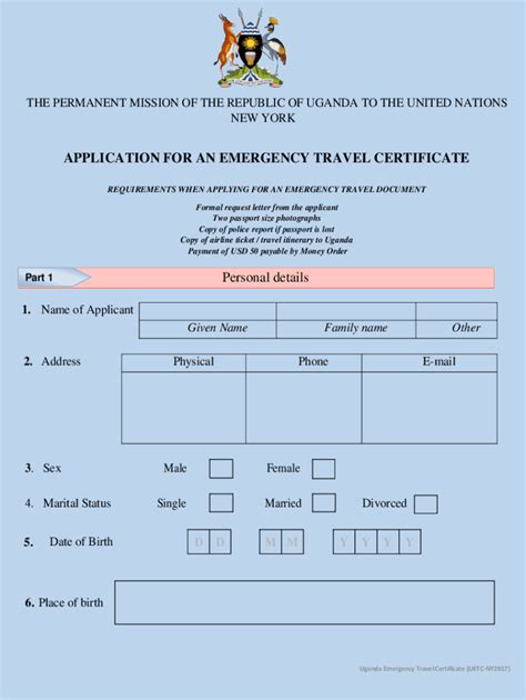 form ny application   emergency travel certificate