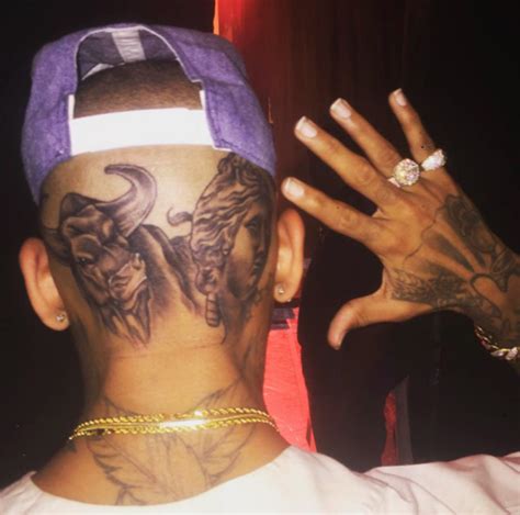 [pics] chris brown s tattoo on his head — see his intense