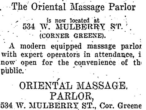 The Oriental Massage Parlor An Ad From 1923 Baltimore Ghosts Of