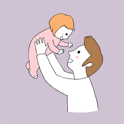 cartoon cute father and daughter vector 622623 vector art