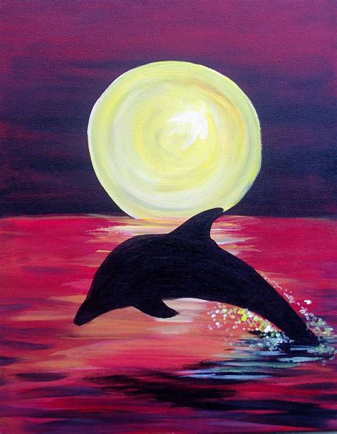 dolphin silhouette painting party pinterest silhouettes