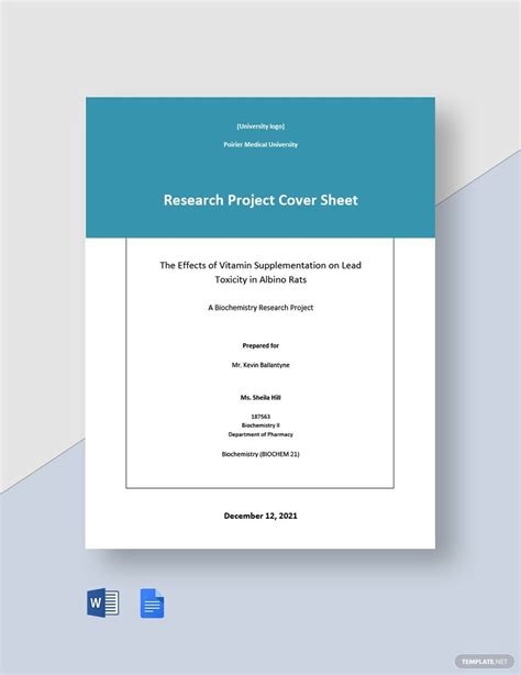 research project cover sheet  shown