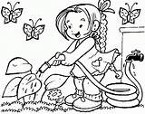 Coloring Pages Spring Kids Watering Time Library Clipart Plant sketch template