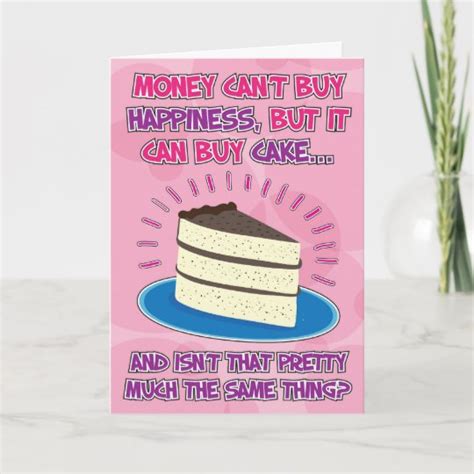 Funny Birthday Card For Woman Happiness Is Cake