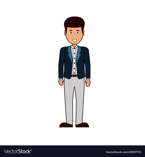 cartoon business man stand isolated  white vector image
