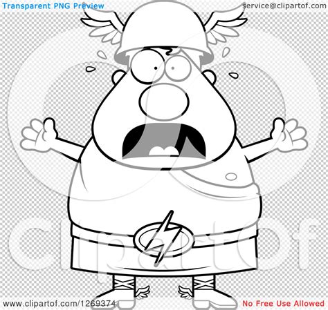 Clipart Of A Black And White Cartoon Scared Screaming
