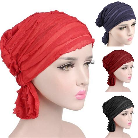 turbans  woman muslim chiffon hair turban headbands headwrap scarf bandana capred walmart