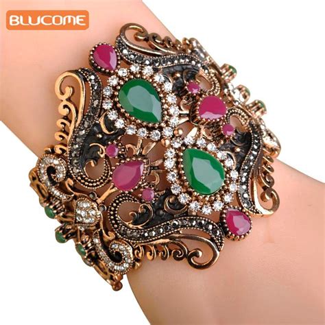 blucome vintage big elastic resin bangles cuff bracelets hand