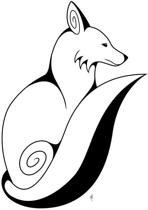 black  white drawing   fox