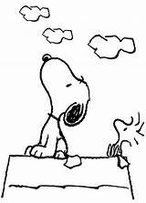 Snoopy Woodstock Coloring Pages Sky Looking Peanuts Drawing Color Choose Board Tocolor Dance sketch template