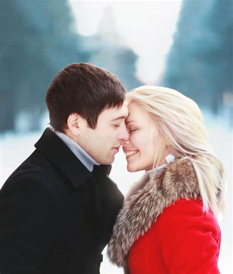 Beautiful Happy Sensual Couple In Love In Cold Sunny
