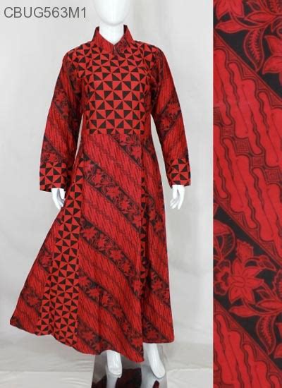 comfy syari dress batik merah dua gamis batik murah
