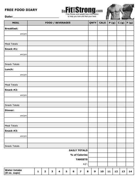 exercise  diet plan templates food diary template