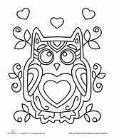 Coloring Pages Owl Valentines Valentine Kids Printable Sheets Colouring Adults Education Cute sketch template