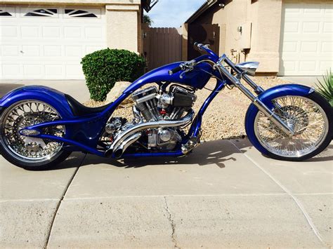 redneck engineering lowlife custom chopper motorcycle blue chrome