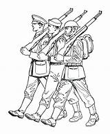 Coloring Pages Soldier Drawing Army Soldiers Parade Forces Armed Confederate Easy Military British Marching Para Alone Do March Veterans Color sketch template