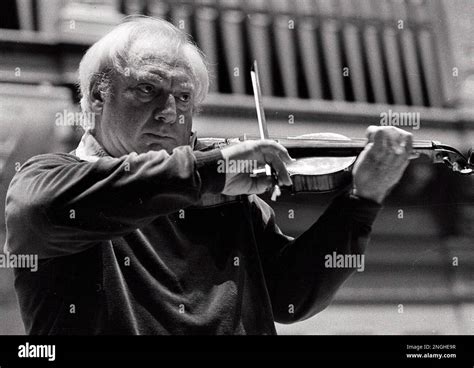 Violinist Isaac Stern Rehearses With The Boston Symphony Orchestra In