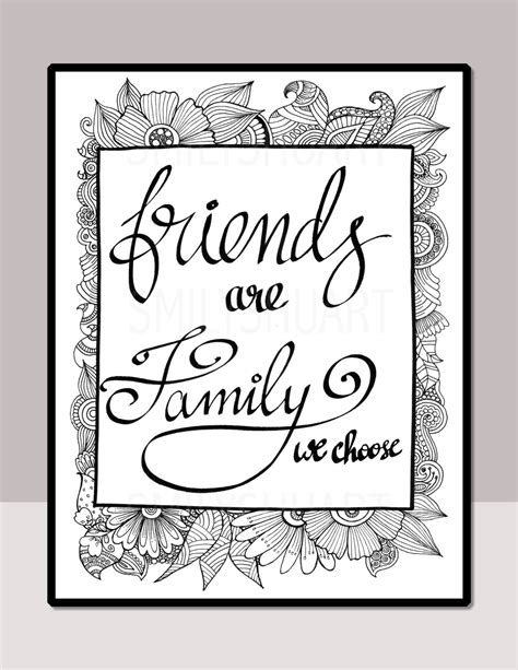 friends  family  choose printable quote coloring page etsy espana