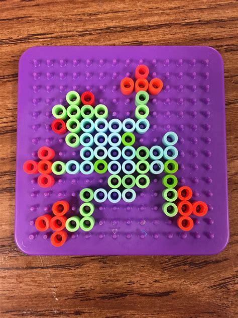 colorful frog   small square board easy perler beads ideas hamma