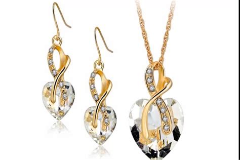 fashion crystal heart shape crystal wedding jewelry set for women buy