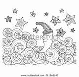 Moon Sleeping Stars Coloring Adult Vector Zentangle Book Stock Search Shutterstock Zzz Sleep sketch template