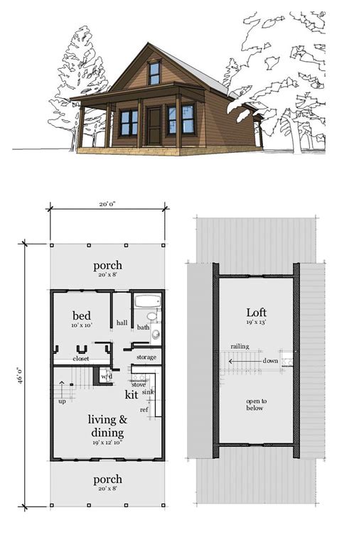 floor plan   small cabin  loft  living area including  attached bedroom