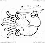 Jellyfish Drunk Clipart Cartoon Outlined Coloring Vector Thoman Cory Royalty sketch template