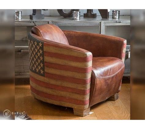 magnifique fauteuil en cuir haut de gamme avec drapeau americain fauteuil aviateur roulette