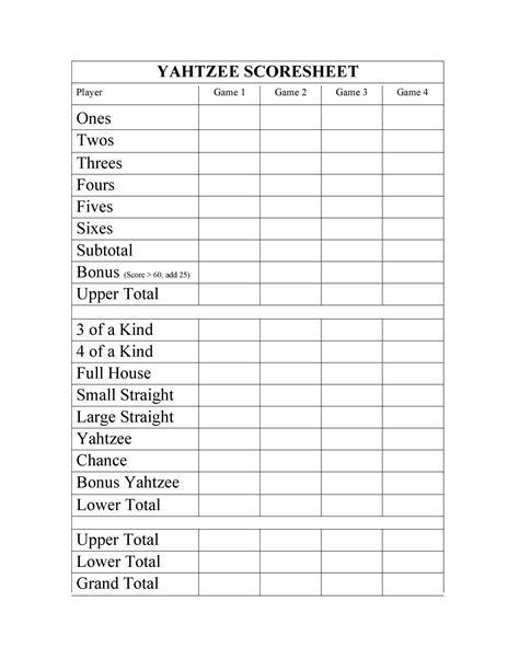 yahtzee printable score sheets printable world holiday