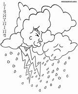 Lightning Coloring Pages Rain sketch template