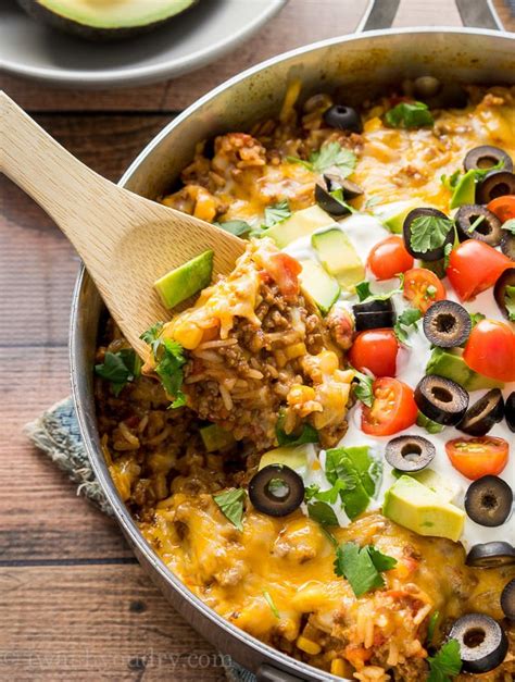 skillet mexican beef  rice  wash  dry