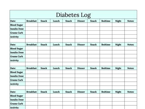 printable diabetes logbook
