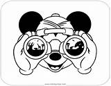 Safari Coloring Pages Mickey Mouse Binoculars Looking Through Disneyclips Template Animal Color Misc Activities Printable Funstuff sketch template
