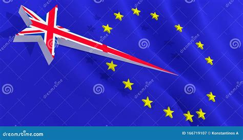 brexit british star leaving  european union flag  rendering stock illustration