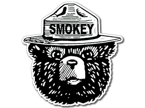 black  white smokey bear face shaped sticker etsy