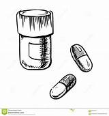 Bottle Pills Capsules Medication Vitamin Pill sketch template
