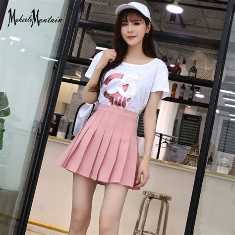 korean fashion pink plaid skirt high waist skirts women mini skirt